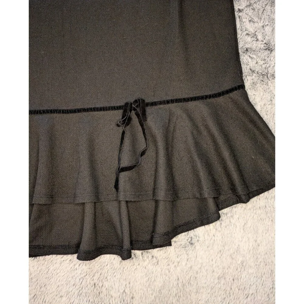 Cato Hi Low Flounced Hem Tweed Skirt Black‎ 18/20W Bow